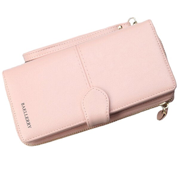 Women Faux Leather Large Capacity Fashion Purse Wallet Pure Color Clutch Bag Card Holder