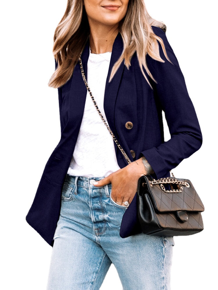 Women Lapel Long Sleeve Spliced Solid Casual Fashion Daily Workwear Suit