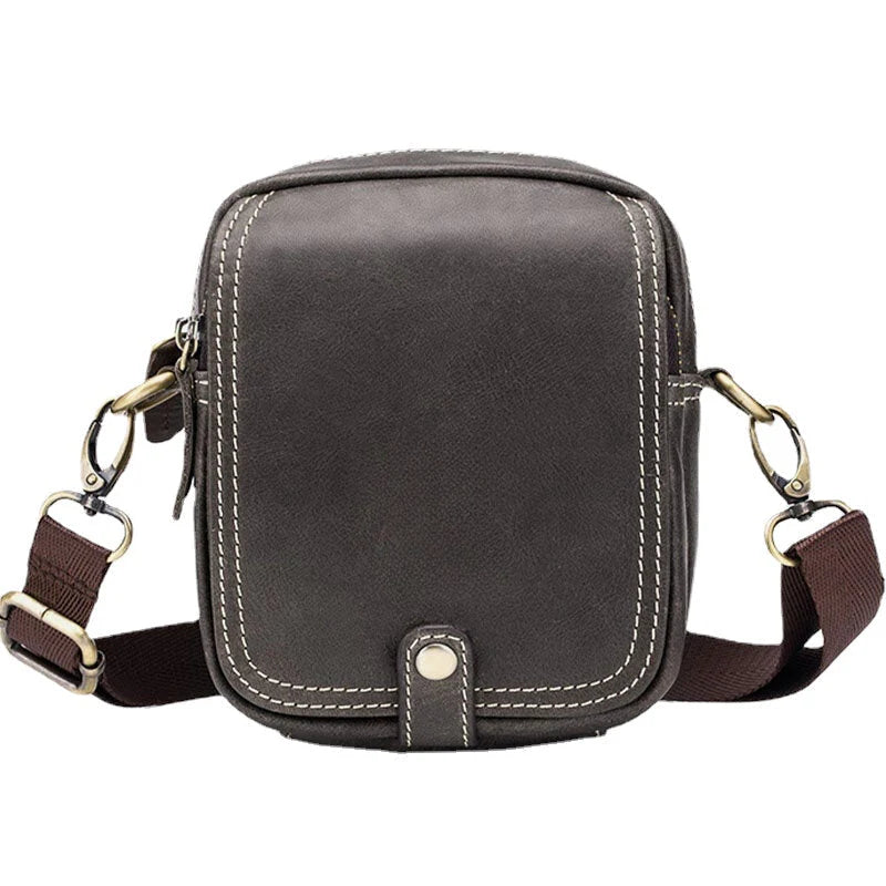 Men's Genuine Leather Multi-Layer Crossbody Shoulder Bag