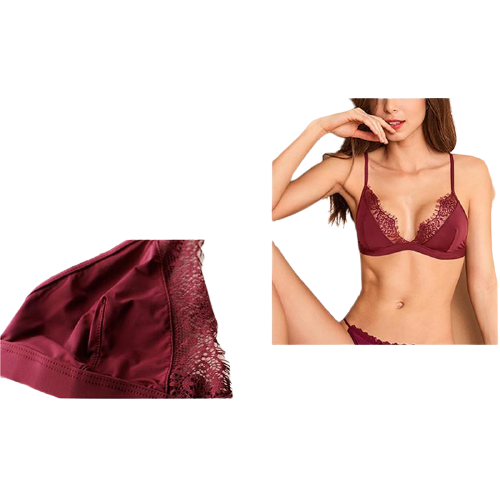 Comfortable Breathable Sexy Ladies' Floral Print Lace Bra With Adjusted Straps