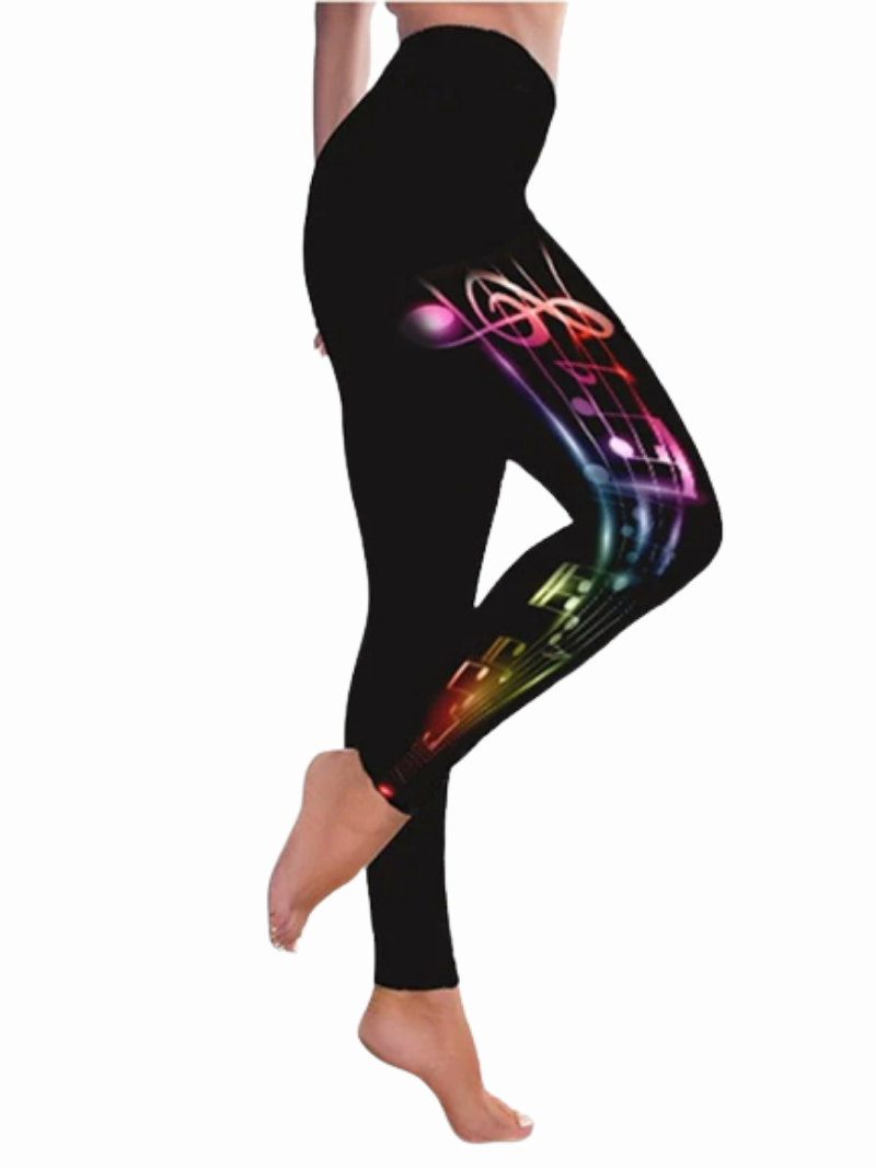 Women's Sporty Athleisure Weekend Yoga Print Stretchy Ankle-Length High Waist Pants