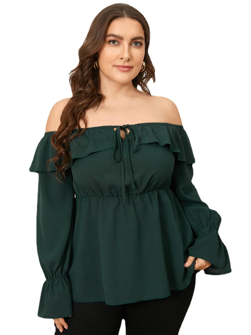 Plus Size Off The Shoulder Tie-up Design Blouse