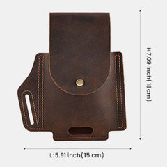 Men Genuine Leather Wear-resistant Outdoor Sport 6.5 Inch Phone Bag Retro Cover Hasp Waist Belt