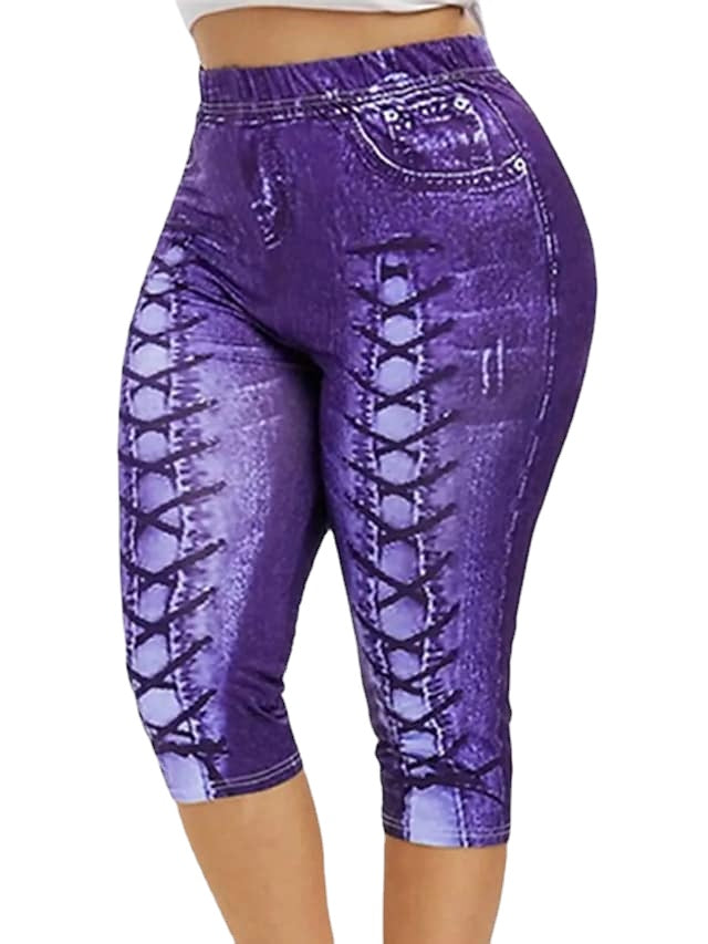 Women's Sexy Yoga Daily Vacation Pocket Print Micro-elastic Gradient Capri Pants
