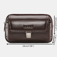 Men Genuine Leather Retro Business 6.3 Inch Phone Bag Hanging Waist With Belt Loop