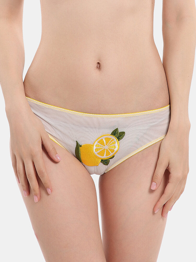 Women's Daisy Fruit Print Mesh Breathable Hip Panty