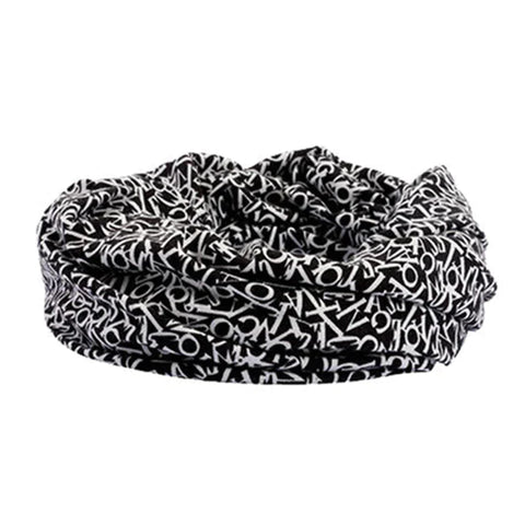 Unisex Cotton Beanie Multi-purpose Letters Print Scarf Headband Hat