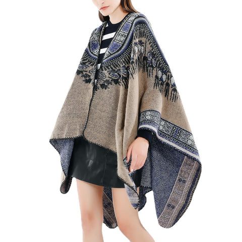 Women 130*150CM Vintage Ethnic Style Artificial Cashmere Scarf Winter Warm Long Shawl
