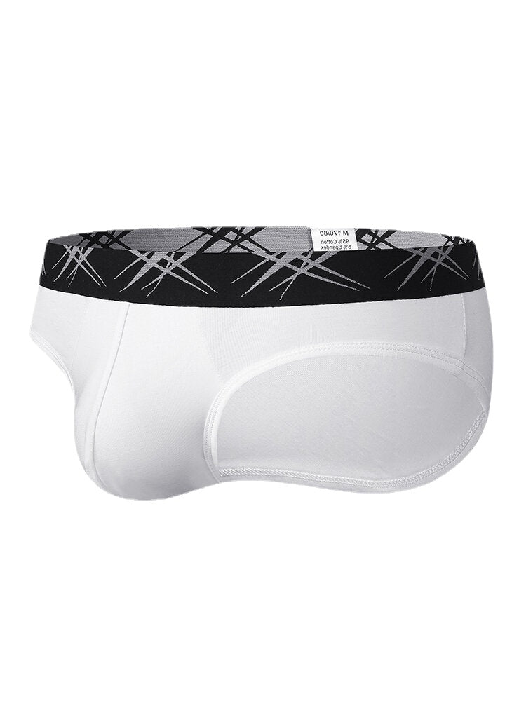 Mens Cotton Solid Color Elastic Mid Waist Breathable Thin Briefs