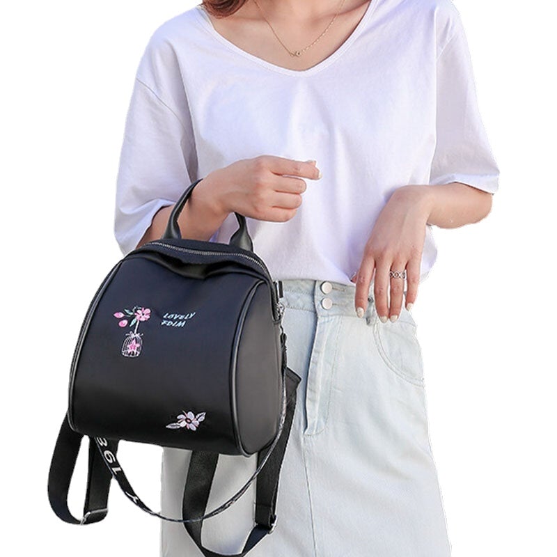 Women Oxford Waterproof Embroidery Ethnic Multi-carry Backpack