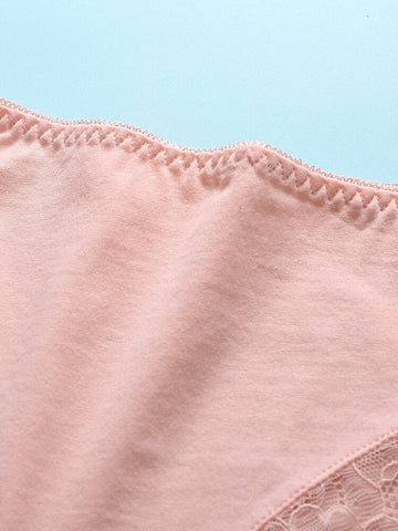 Plus Size Multi Color Women Solid Cotton Breathable Comfy Mid Waist Panties