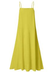 Solid Color Sleeveless Straps Holiday Casual Maxi Dress