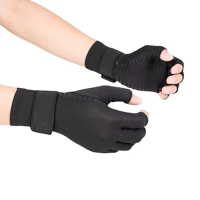 Copper Compression Gloves for Arthritis Carpal Tunnel Pain Relief Fingerless for Men & Women