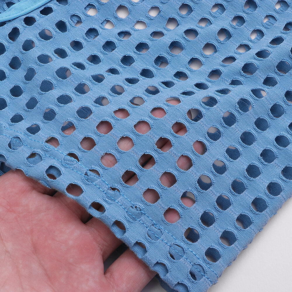 Mens Mesh Holes Transparent Solid Color Boxers Underwear