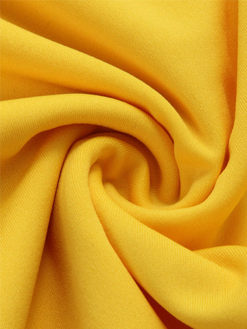 Yellow V-neck Irregular Hem Crossed Front Design Ruffle Midi Dress