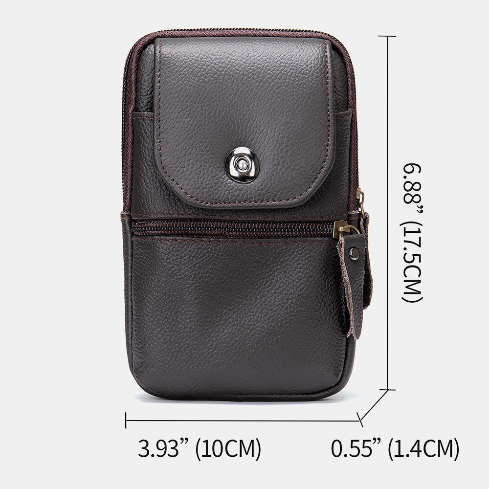 Men Genuine Leather Multifunctional Vintage 6.3 Inch Phone Bag Card Case Cowhide Waist