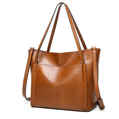 Women Oil Leather Tote Handbags Vintage Shoulder Capacity Crossbody Bags