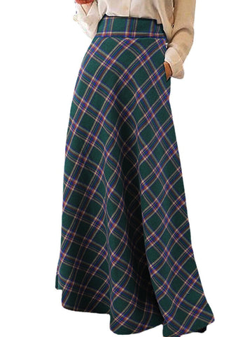 Plaid Print High Rise Pocket Skirt For Women