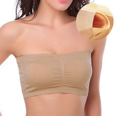 Seamless Bandeau Bra Plus Size Strapless Stretchy Tube Top Bra with Removable Pads for Women