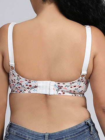 Women's Underwire Bras Fixed Straps 3,4 Cup V Neck Breathable Flower , Floral Hook & Eye Date Casual Daily Polyester 1PC White Gray , Plus Size , Bras & Bralettes , 1 PC , Plus Size