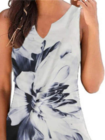 Women's Casual Dress Tank Dress Summer Dress Floral Butterfly Print V Neck Mini Dress Active Fashion Outdoor Daily Sleeveless Regular Fit White Yellow Spring Summer