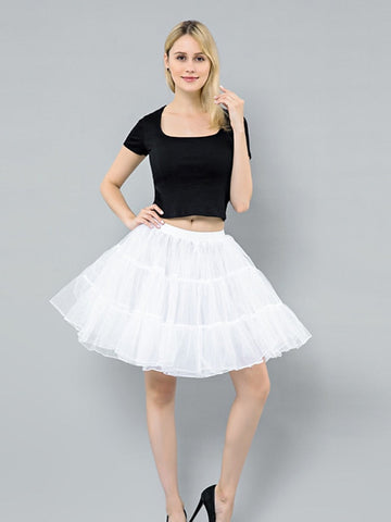 Women's Skirt Tutu Petticoat Above Knee Organza Black White Skirts Summer Layered Tulle Lined Active Princess Lolita Tutus Performance Stage One-Size