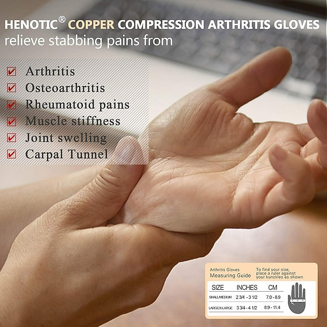 Copper Compression Gloves for Arthritis Carpal Tunnel Pain Relief Fingerless for Men & Women