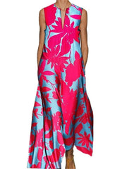 Women's Long Dress Maxi Dress Casual Dress Summer Dress Print Dress Leaf Fashion Streetwear Outdoor Daily Weekend Pocket Print Sleeveless V Neck Dress Regular Fit Blue Fuchsia Orange Spring Summer