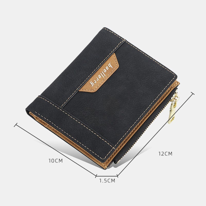 Men Faux Leather Business Multi-slot Vertical Zipper Slim Card Holder Wallet