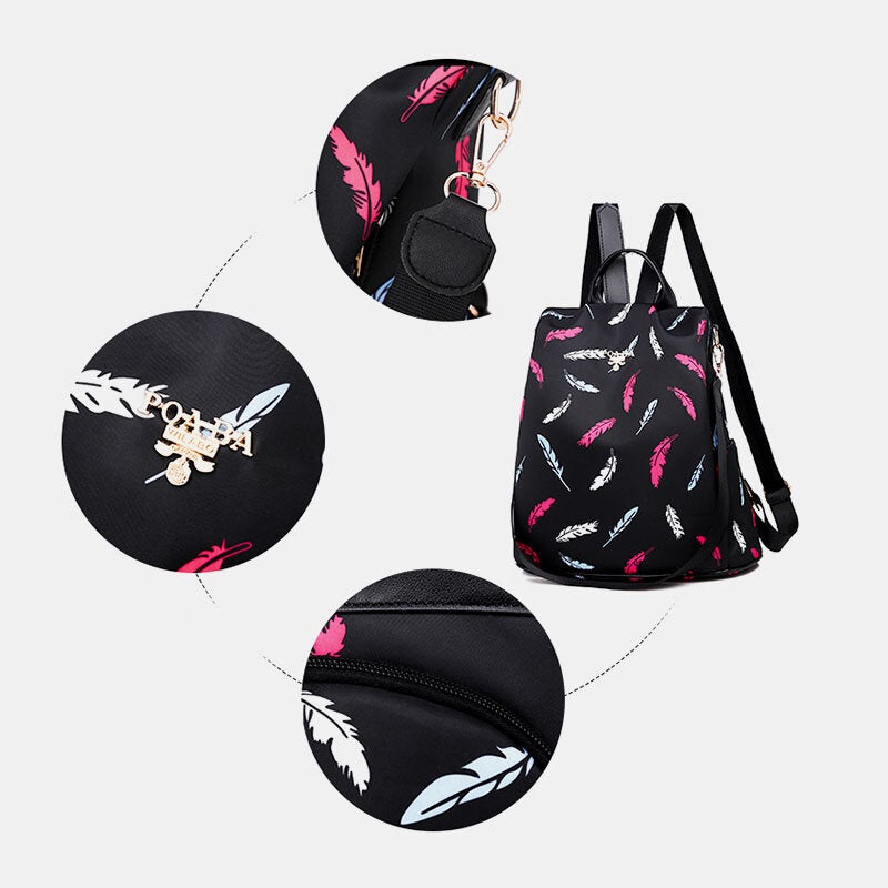 Women Feather Light Anti-theft Waterproof Outdoor Multi-carry Handbag Shoulder Bag Backpack