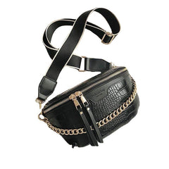 Luxury Women Leather Bag Thick Chain Shoulder Crossbody Chest Bag Female Belt Handbag