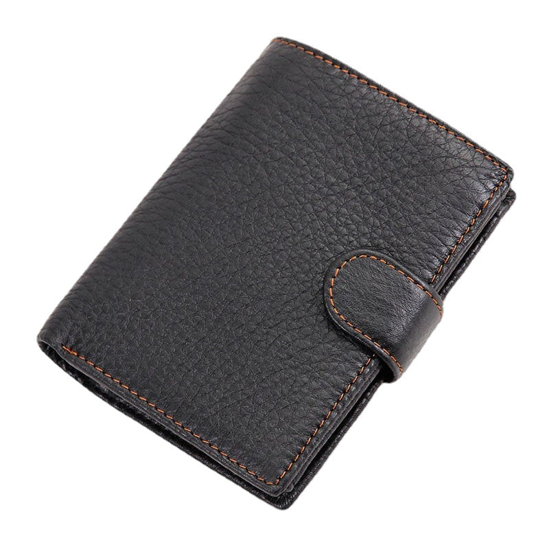 Men Short RFID Anti-magnetic Genuine Leather Wallet Vintage 11 Card Slot Card Case Driver's License Wallet