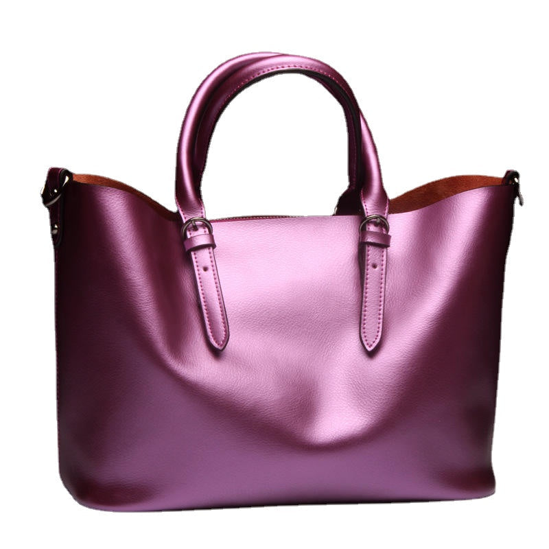 Soft Genuine Leather Women Solid Handbag Commuter Crossbody Bag