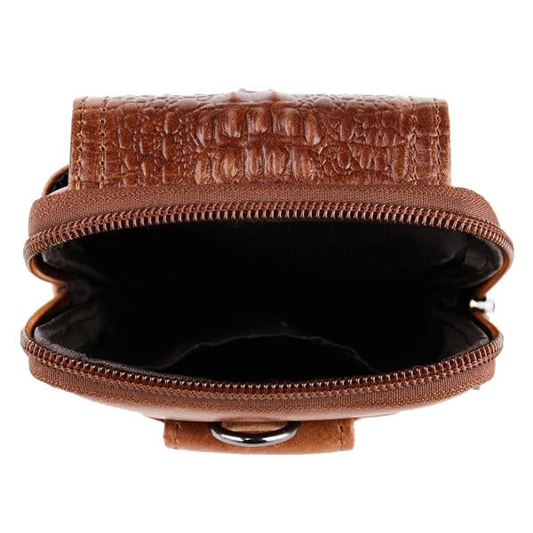 Croc Embossed Leather 6in Phone Pouch Belt Hip Bum Bag for Men