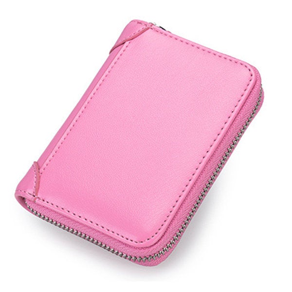 Large Capacity RFID Genuine Leather Men Women Casual Zipper Creddit Card Holder