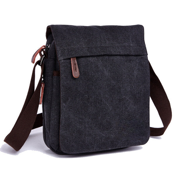 Unisex Canvas Crossbody Bag with Multi Pockets - Spacious Shoulder Bag