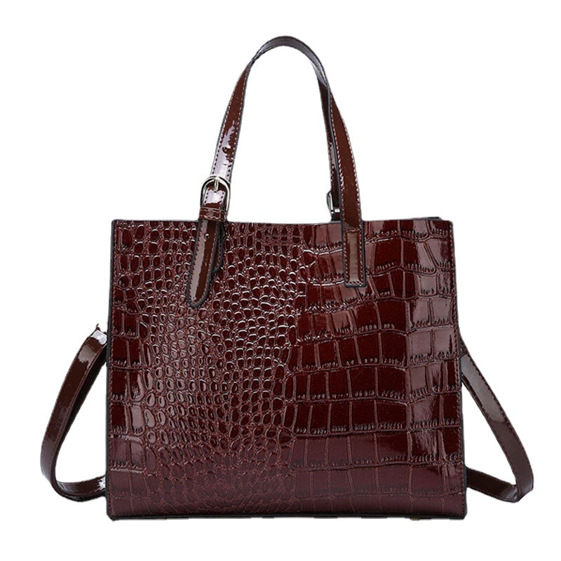 women 2pcs alligator pu multi pocket large capacity handbag crossbody bag tote