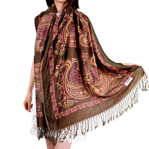 Women Ethnic Style Keep Warm Plus Thick Long Scarf Shawl With Tassel