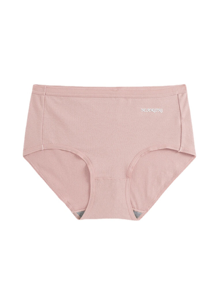 Women Solid Color Graphene Antibacterial Mid Waist Panties