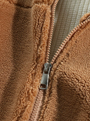 Mens Letter Applique Fleece Warm Plush Thick Jacket With Pocket
