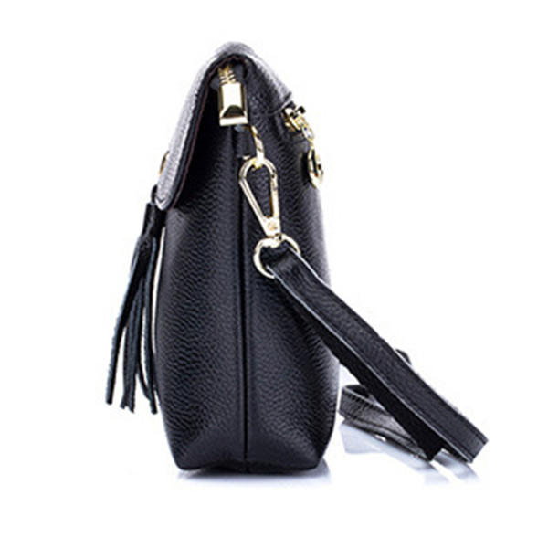 Genuine Leather Tassel Mini Shoulder Bags Vintage Hasp Crossbody Bags 5.5'' Phone Bags