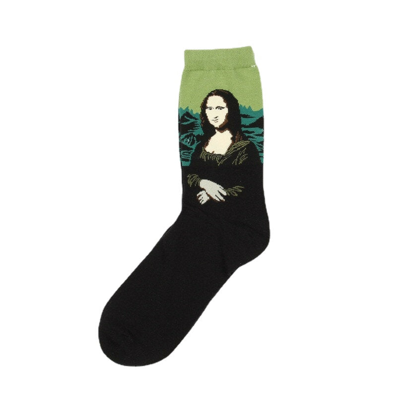 Unisex Mona Lisa Oil Painting Cotton Tube Socks