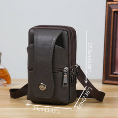 Men Genuine Leather Business Multi-carry 6.3 Inch Phone Bag Waist