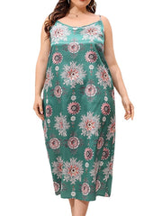 Women's Summer Dress Slip Dress Midi Dress Sexy Casual Print Graphic Strap Party Home Pink Green