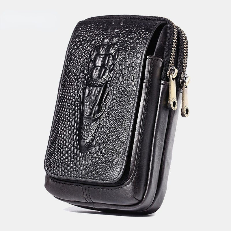 Men Genuine Leather Casual Multifunctional Phone Bag Waist For Outdoor