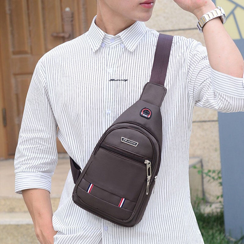 Men Nylon Waterproof Fashion Casual Outdoor Chest Bag Crossbody Bag