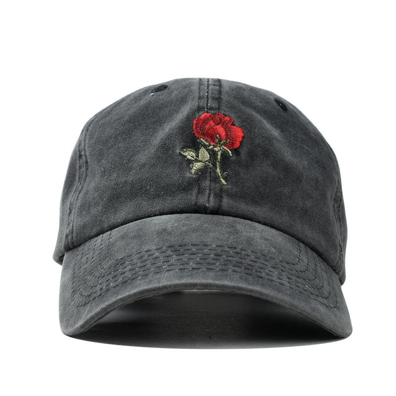 Men Women Fashion Embroidery Rose Baseball Cap Sunshade Sunscreen Cap