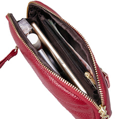 Women Genuine Leather Clutch Bag Zipper Long Wallet Two Fold Purse