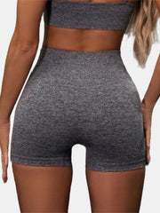 Sport Women Plain Elastic Seamless Yoga Gym High Waist Shorts