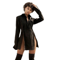 Internet Celebrity Long Sleeve Slit Slim Top Shirt